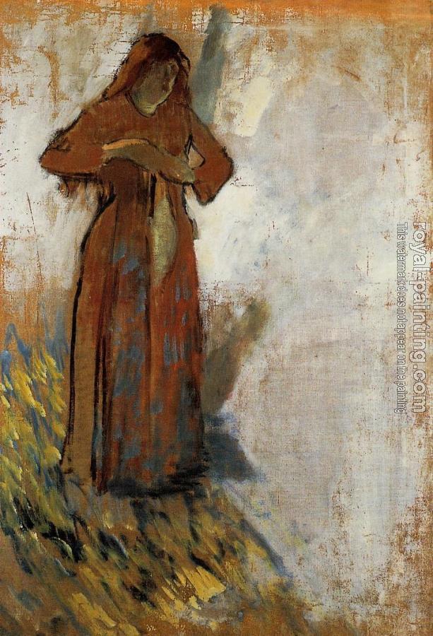 Edgar Degas : Woman with Loose Red Hair